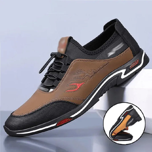 Freyr Men's shoes sports shoes Boys Athletic running shoes students fashion sneakers Driving shoes walking shoes gym shoes sneakers brown +black shoes
