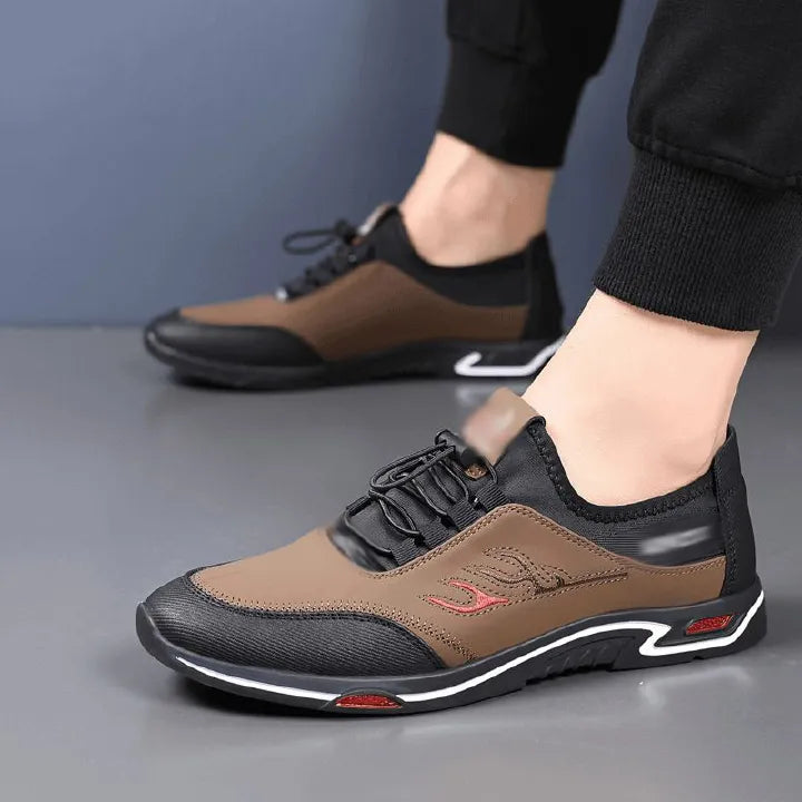 Freyr Men's shoes sports shoes Boys Athletic running shoes students fashion sneakers Driving shoes walking shoes gym shoes sneakers brown +black shoes