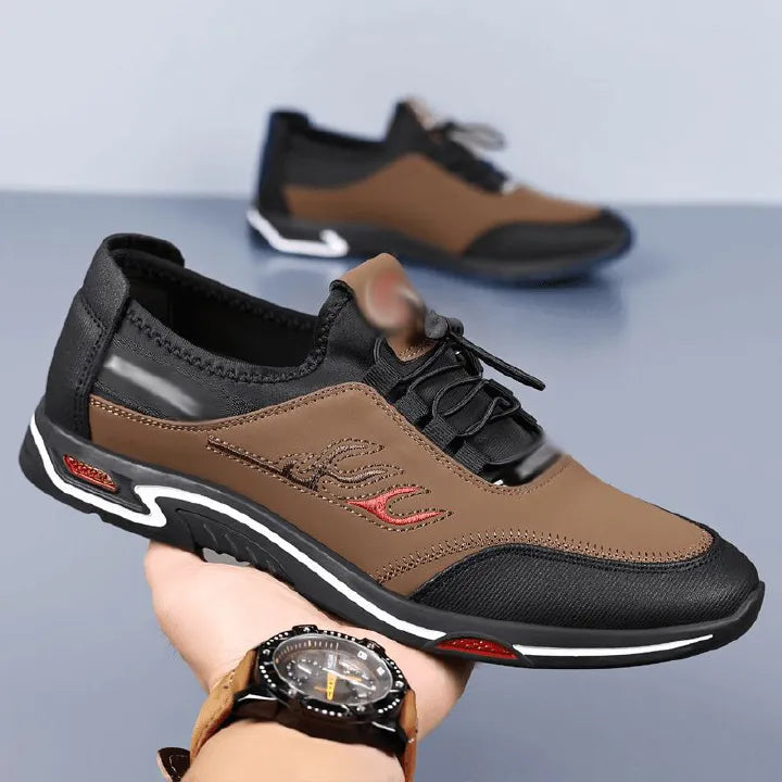 Freyr Men's shoes sports shoes Boys Athletic running shoes students fashion sneakers Driving shoes walking shoes gym shoes sneakers brown +black shoes