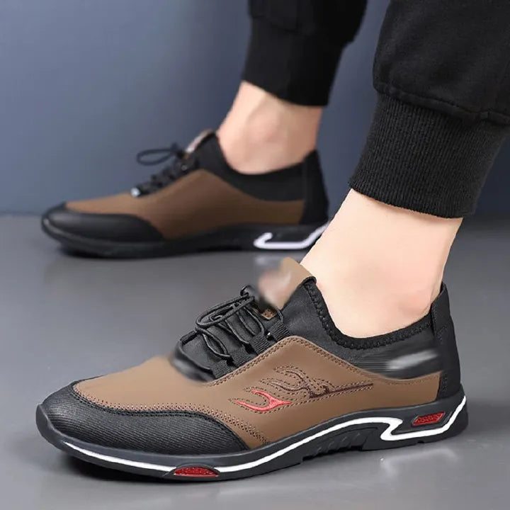 Freyr Men's shoes sports shoes Boys Athletic running shoes students fashion sneakers Driving shoes walking shoes gym shoes sneakers brown +black shoes
