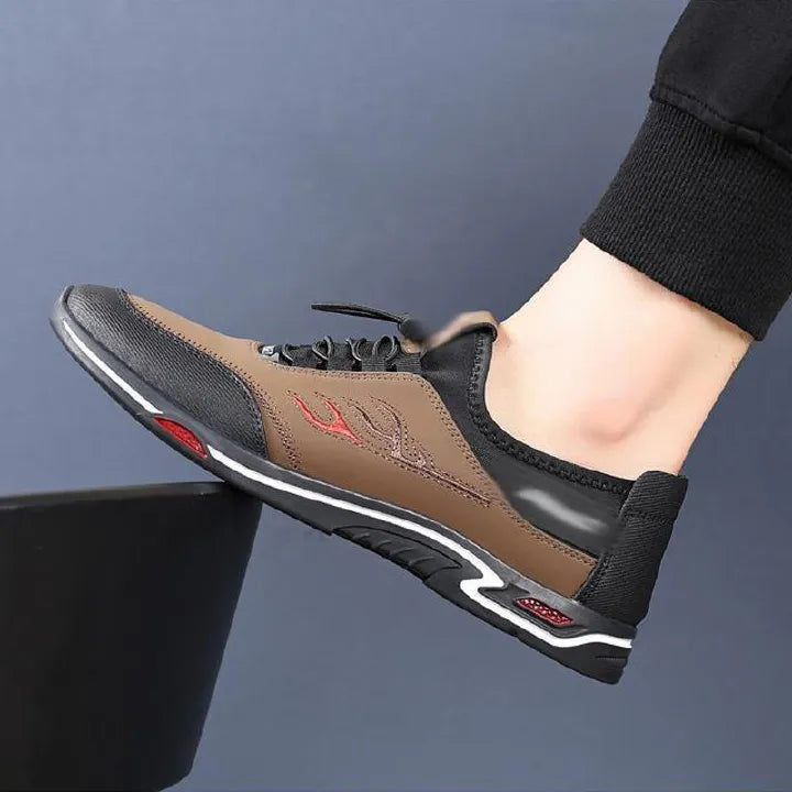 Freyr Men's shoes sports shoes Boys Athletic running shoes students fashion sneakers Driving shoes walking shoes gym shoes sneakers brown +black shoes