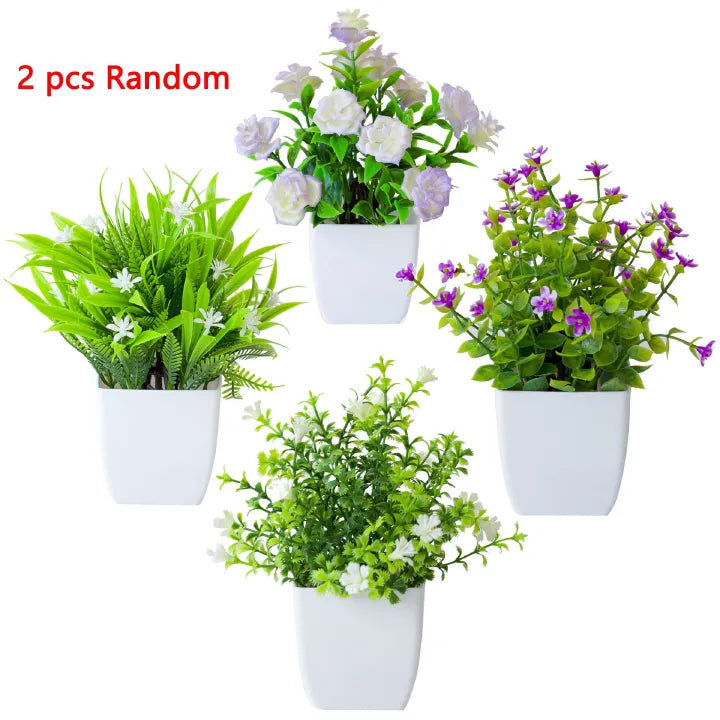 Artificial Flowers with Plastic Pots