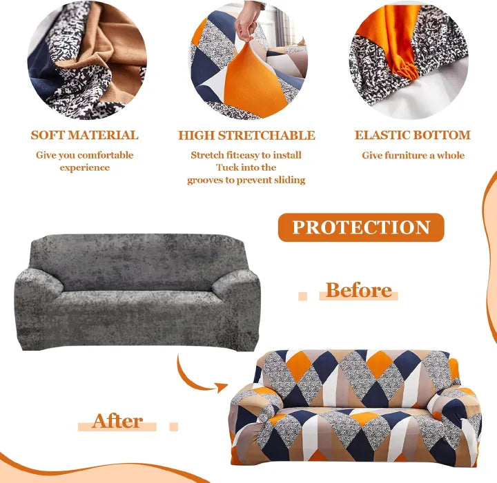 Printed Stretch Sofa Cover – Elastic Couch Cover (1/2/3/4 Seater)