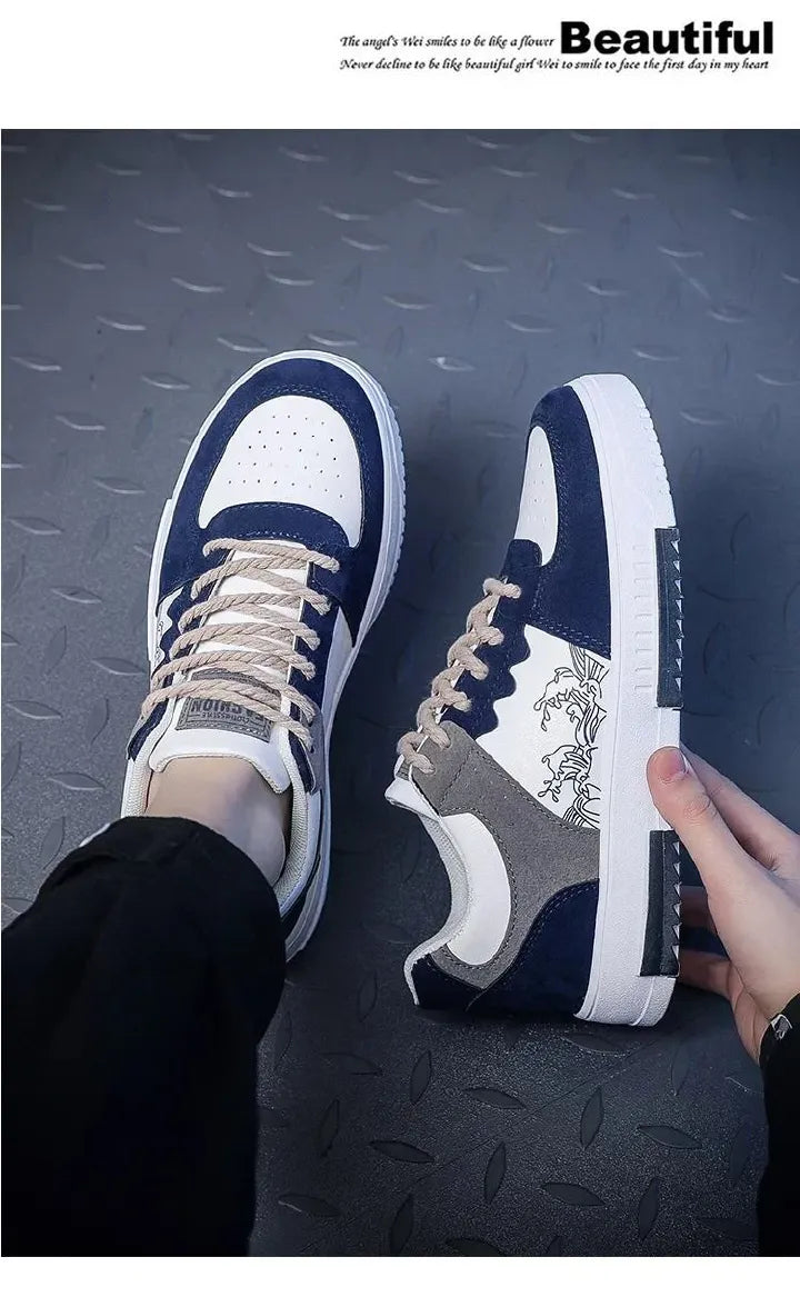 ASSKLO Large Size 40-46 sneakers Men's Shoes Breathable Little White Shoes Fashion Versatile Thick Sole Sports and Casual Board Shoes Flat shoes