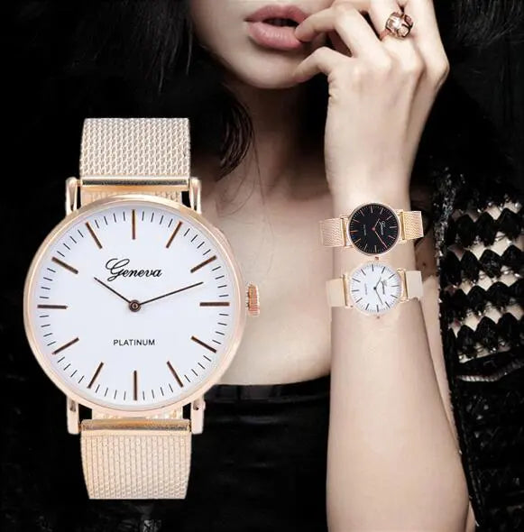 Geneva Women’s Retro Stainless Watch – Quartz Wristwatch