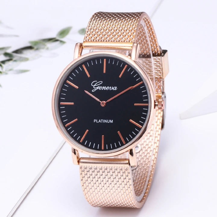 Geneva Women’s Retro Stainless Watch – Quartz Wristwatch