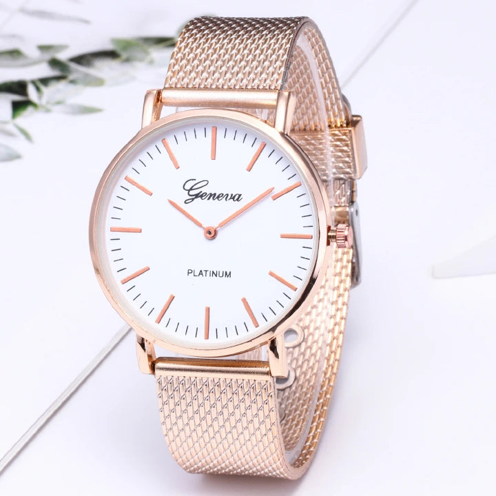 Geneva Women’s Retro Stainless Watch – Quartz Wristwatch