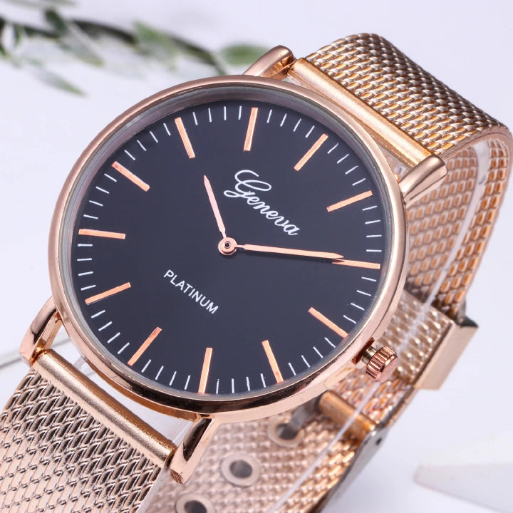 Geneva Women’s Retro Stainless Watch – Quartz Wristwatch