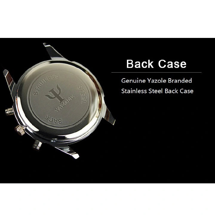 Men’s Leather Strap Quartz Watch – Stainless Steel, Waterproof