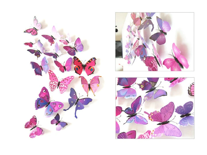 12PCS Cute 3D Butterfly Wall Stickers – PVC Home Decor