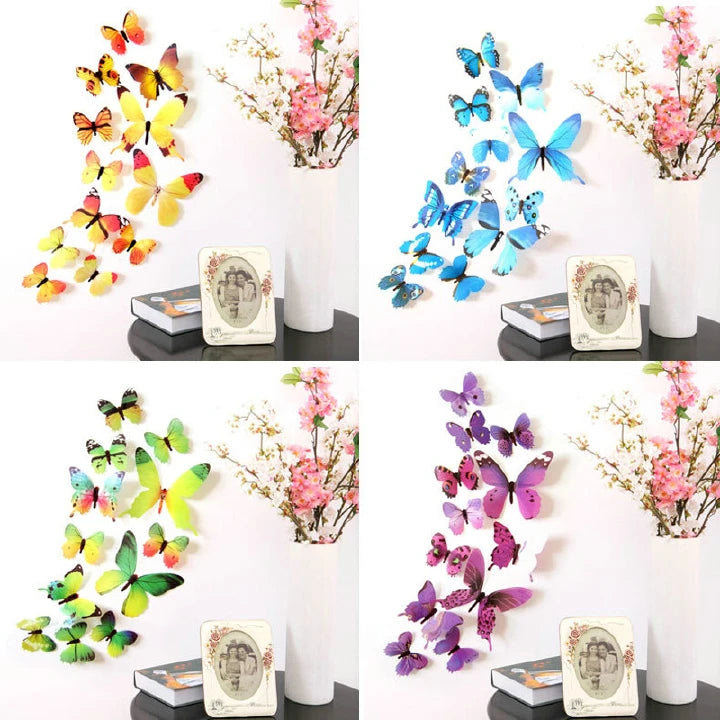 12PCS Cute 3D Butterfly Wall Stickers – PVC Home Decor
