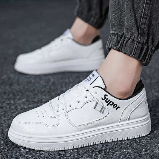 Men's White Running Sneakers – Casual Outdoor Student Shoes (EU40–EU44)