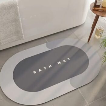 Oval Absorbent Bathroom Mat – Anti-Slip, Quick-Dry (50 × 80 cm)