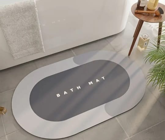 Oval Absorbent Bathroom Mat – Anti-Slip, Quick-Dry (50 × 80 cm)
