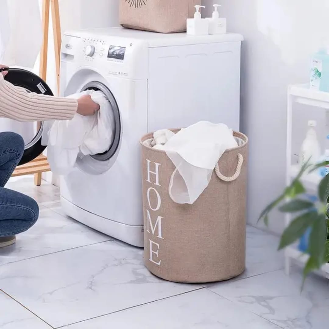 Round Cotton Linen Laundry Basket (fabric laundry hamper)